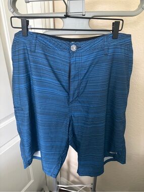 Pelagic Blue Striped Board Shorts